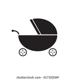 Baby Stroller Icon Flat - Vector