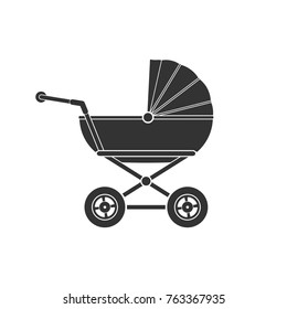 Baby stroller icon isolated on white background. Children pram, baby carriage icon vector illustration