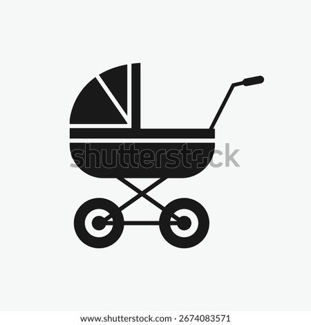 Baby stroller icon isolated on white background. Children pram, baby carriage icon vector illustration.