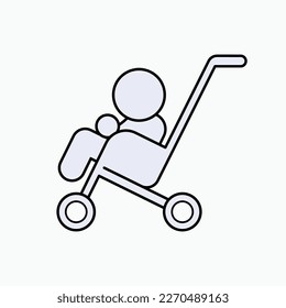 Baby Stroller Icon. Kids Trolley, Infant Carriage Symbol.