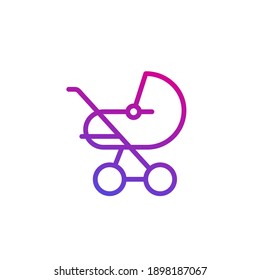 baby stroller icon on white, line design