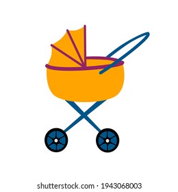 Baby stroller for baby, icon on white background.
