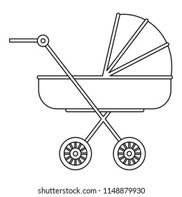 Baby stroller icon. Outline baby stroller vector icon for web design isolated on white background