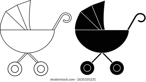 Baby Stroller icon set Baby carriage vector illustration