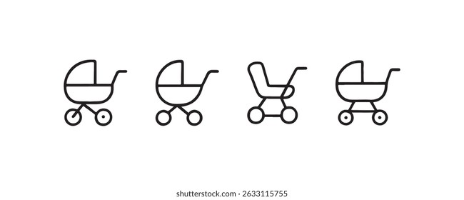Baby stroller icon set in minimal style Vector