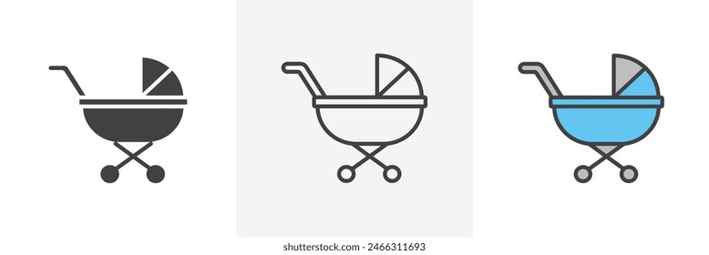 Baby Stroller Icon Set. Symbols for Prams and Child Carriages.