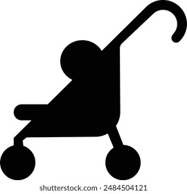 Baby stroller icon. Simple baby carriage icon. Children and baby carriage, child buggy, kid trolley sign. newborn baby pushchair symbol, isolated on transparent background, for apps and websites.