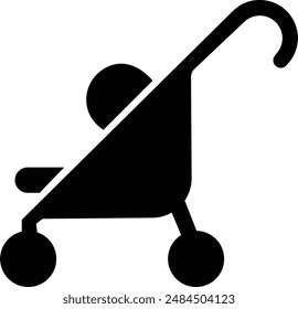 Baby stroller icon. Simple baby carriage icon. Children and baby carriage, child buggy, kid trolley sign. newborn baby pushchair symbol, isolated on transparent background, for apps and websites.