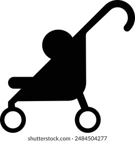 Baby stroller icon. Simple baby carriage icon. Children and baby carriage, child buggy, kid trolley sign. newborn baby pushchair symbol, isolated on transparent background, for apps and websites.