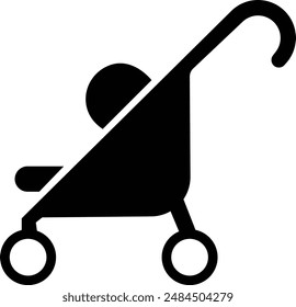 Baby stroller icon. Simple baby carriage icon. Children and baby carriage, child buggy, kid trolley sign. newborn baby pushchair symbol, isolated on transparent background, for apps and websites.