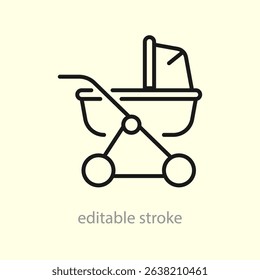 Baby stroller icon. Simple baby carriage icon. Vector