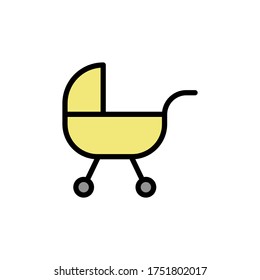 Baby stroller icon. Simple color with outline vector elements of Children's day icons for ui and ux, website or mobile application