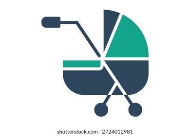 Baby-Kinderwagen-Symbol. Solides Symbolformat. Symbol für Mutterschaft.  Leistungselemente, Vektorgrafik