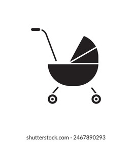 Baby stroller icon, template for graphic and web design. vector illustration