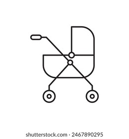 Baby stroller icon, template for graphic and web design. vector illustration