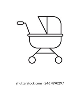 Baby stroller icon, template for graphic and web design. vector illustration