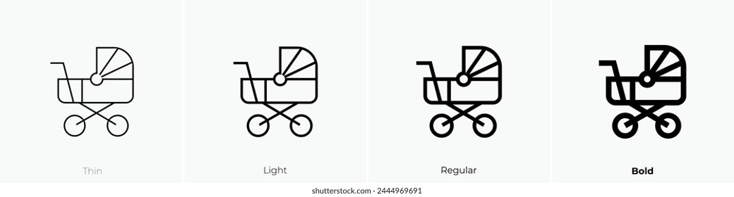 baby stroller icon. Thin, Light Regular And Bold style design isolated on white background