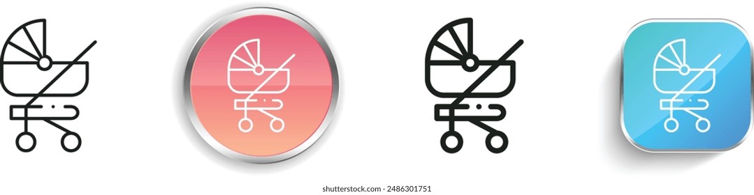 baby stroller icon. Thin Linear, Regular and Button Style Design Isolated On White Background