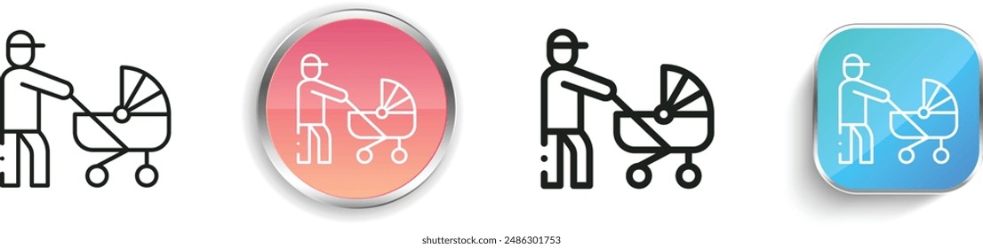 baby stroller icon. Thin Linear, Regular and Button Style Design Isolated On White Background