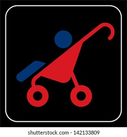 baby stroller icon, vector

