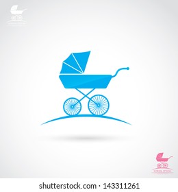 Baby stroller icon - vector illustration