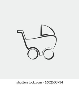 baby stroller icon vector for web and graphic design