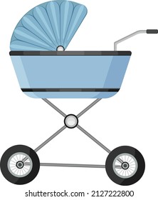 Baby stroller, illustration, vector on a white background.