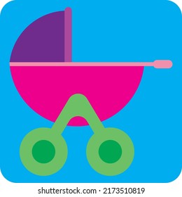 Baby stroller, illustration, vector on a white background.