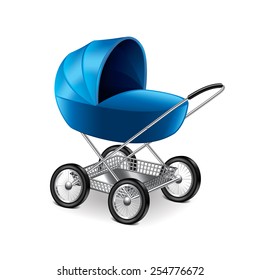 Baby stroller isolated on white photo-realistic vector illustration