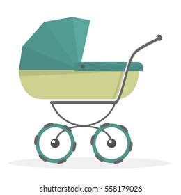 Baby stroller Isolated on white background. Pram illustrated.