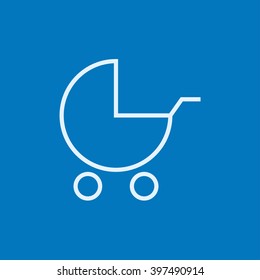 Icono de la línea del coche de bebé.