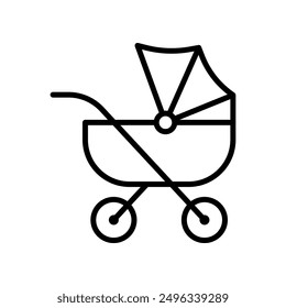 Baby stroller line icon isolated on white background.