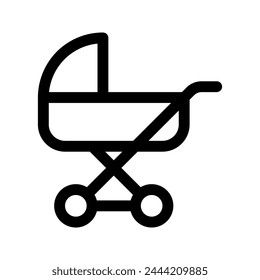 Baby stroller line icon. Vector graphics