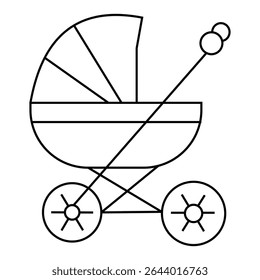 Baby stroller line icon. Baby stroller icon vector design. Safety, protection baby carriage. Vector illustration.
