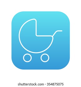 Baby Strolline Icon für Web, Mobile und Infografiken. Vektorweißes Symbol auf dem blauen Farbverlauf-Quadrat mit abgerundeten Ecken einzeln auf weißem Hintergrund.