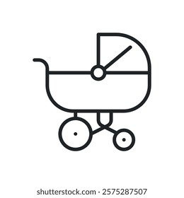 Baby stroller line icons. Perfect pixel on transparent background