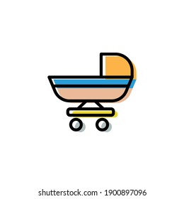Baby stroller lineal color icon. simple design editable. Design template vector