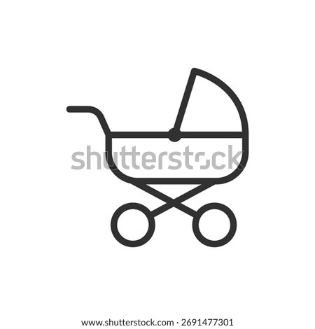 Baby stroller, linear icon. Infant transportation cart. Line with editable stroke.