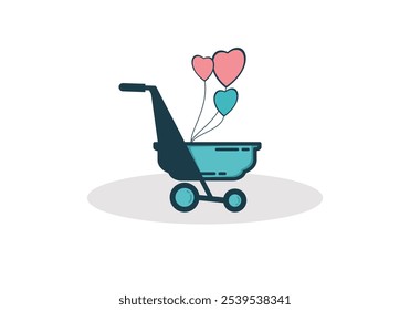 Baby Stroller Logo Design With Air Balloon.