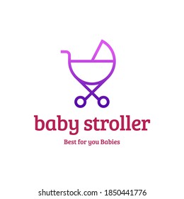 Baby Stroller Logo. Vector emblem with a baby stroller for children's goods store. Baby Stroller / Baby Carriage Logo design. Flat style vector illustration.