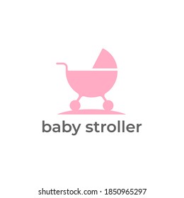 Baby Stroller Logo. Vector emblem with a baby stroller for children's goods store. Baby Stroller / Baby Carriage Logo design. Flat style vector illustration.