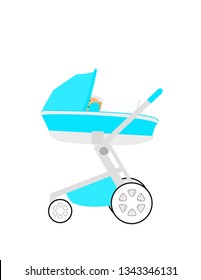 Baby stroller on white background