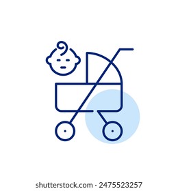 Baby stroller. Outdoor walks. Pixel perfect, editable stroke vector icon