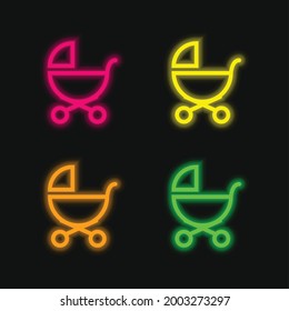 Contorno de rodillo de bebé de la vista lateral cuatro colores brillante del icono del vector neonato