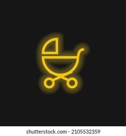 Babytragetafel-Umriss Seitenansicht gelbes Neonsymbol