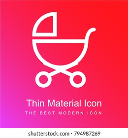 Baby stroller outline of side view red and pink gradient material white icon minimal design