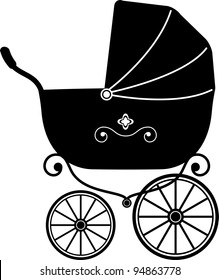 Baby Stroller over white (Silhouette)