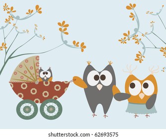 baby stroller with owls