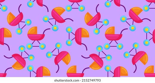 baby stroller pattern seamless background texture repeat wallpaper geometric vector