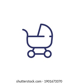 baby stroller, pram line icon